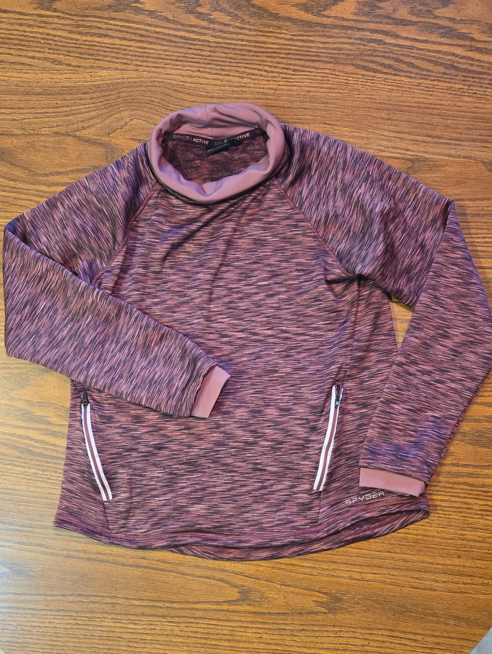 Spyder Marled Burgundy/Black/Pink Funnel Neck Pullover